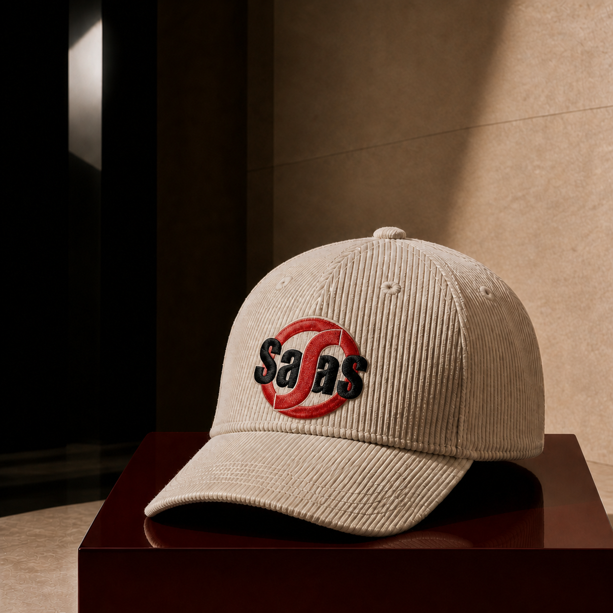 Close view of the warm stone Signal Corduroy Cap